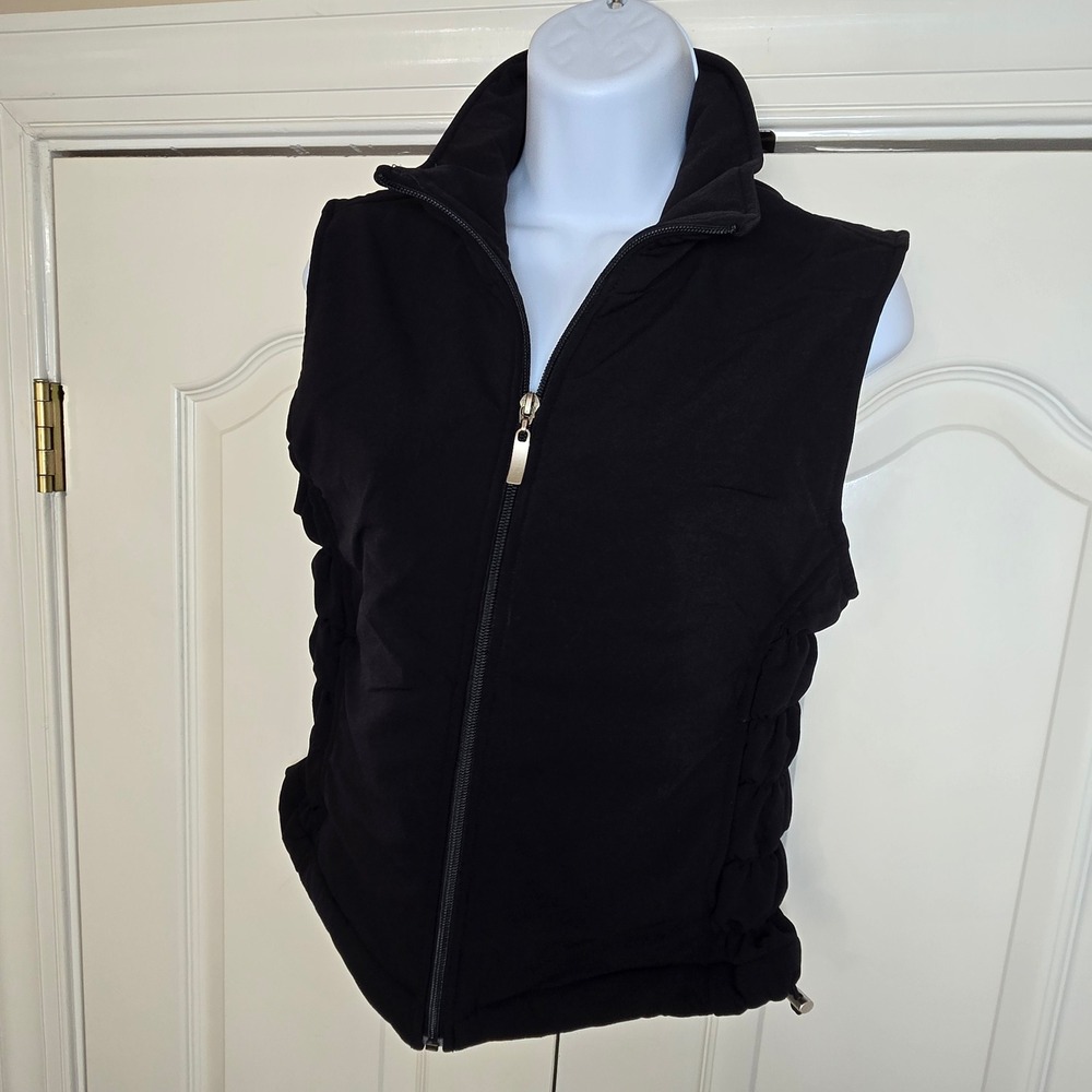 Fjall Vest Womens Black Full Zip Ruched Side  Mock Neck Activewear Small Heavy